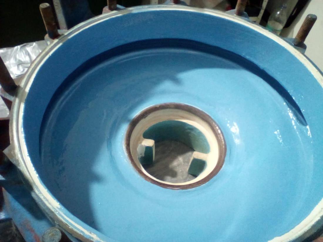 Pump casing finished in blue ceramic coating